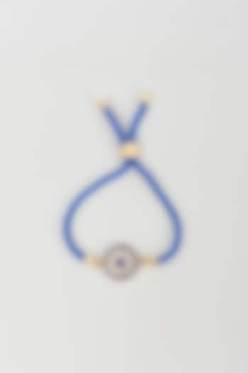 Gold Finish Evil Eye Blue Thread Bracelet by Shillpa Purii at Pernia's Pop Up Shop